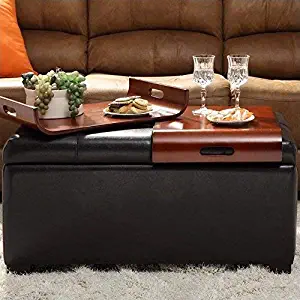 Convenience Concepts Designs4Comfort Storage Ottoman with Trays, Dark Espresso