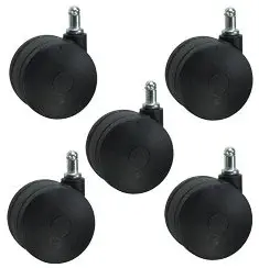 Large Heavy Duty Office Chair Casters 3" Nylon Twin Wheel - Ideal for Carpet Set of 5