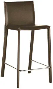 Baxton Studio 35-1/2-Inch-Tall Leather Counter Stool, Set of 2, Espresso Brown