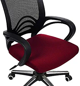 Homaxy Premium Jacquard Office Computer Chair Seat Cover, Spandex Stretch Desk Chair Seat Cushion Covers, Durable Protectors, Burgundy Slipcover