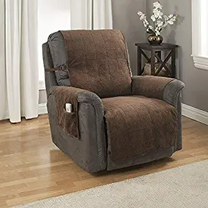 Link Shades GPD Heavy-Weight Microsuede Pebbles Furniture Protector and Slipcover with Anti-Slip Backing for Recliner Chair, Chocolate