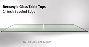 Fab Glass and Mirror 24" x 48" Rectangle 1/2" Inch Thick Tempered Beveled Edge Polish Radius Corners Glass Table Top, Clear