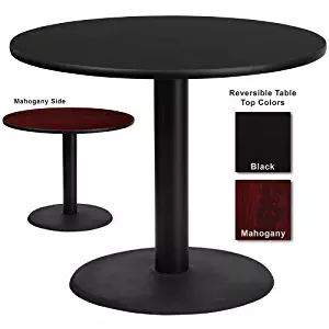 Flash Furniture 36 Inch Round Dining Table W/ Black Or Mahogany Reversible Laminate Top