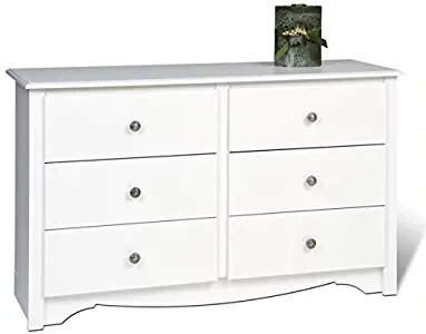 Pemberly Row White Condo Sized 6 Drawer Double Dresser
