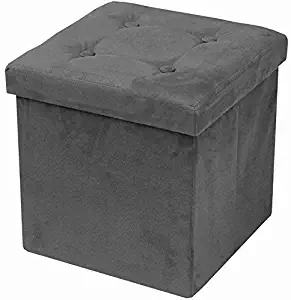 Sorbus Storage Ottoman Bench – Collapsible/Folding Bench Chest with Cover – Perfect Toy and Shoe Chest, Hope Chest, Pouffe Ottoman, Seat, Foot Rest, – Contemporary Faux Suede (Gray)