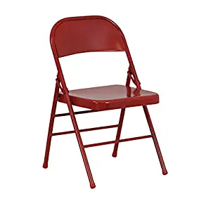 Flash Furniture 4 Pk. HERCULES Series Triple Braced & Double Hinged Red Metal Folding Chair