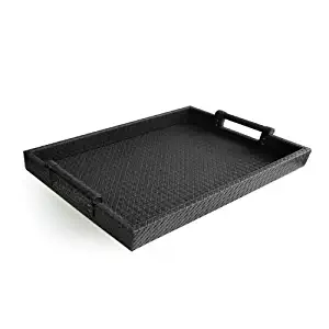 American Atelier Leather Serving Tray with Handles