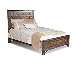 Crafters and Weavers Logan Boulevard Rustic Industrial Platform Bed, Queen