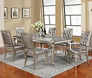 Coaster Home Furnishings Bling Game 7-Piece Dining Set with Rectangular Extension Leaf Table Metallic Platinum