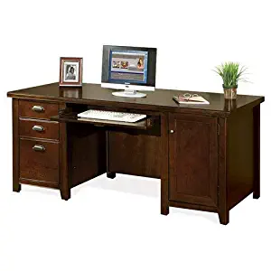 Martin Furniture Double Pedestal Computer Desk, Fully Assembled, Cherry