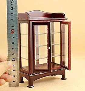 EatingBiting（R） 1:12 Dollhouse Miniature Doll Furniture Wooden Brown Display Cabinet Cupboard for Fairy Doll Home Scene 1:12 Dollhouse Miniature Doll Furniture Wooden Brown Display Cabin