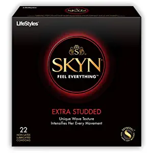 Lifestyles Skyn Extra Studded Intense Feel Polyisoprene NON-LATEX Condoms-22 Ct