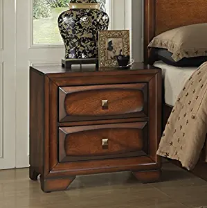 Roundhill Furniture Oakland 139 Antique Oak Finish Wood with 2 Drawers and Night Stand