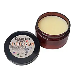 Vaught's Best Leather Cream Conditioner :: Restorer :: for Fine Leather Apparel and Upholstery :: Nontoxic :: All Natural :: Triple-Filtered Beeswax and Seed Oil :: Made in USA :: 4 Ounces