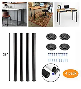 Kullavik 28 Inch Height Metal Heavy Duty Furniture Legs,Adjustable Durable Legs for Office Desk,Coffee Table,Kitchen Table,2 Inch Diameter(Set of 4)-Black