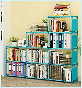 Kids Bookshelf 9-Cubes Book Shelf Office Storage Shelf Plastic Storage Cabinet, Blue