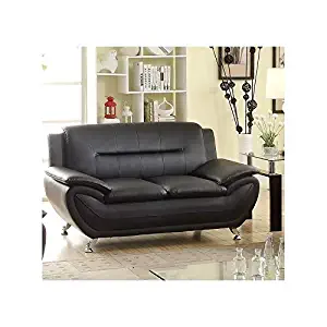 Kingway Furniture Ashely Faux Leather Living Room Loveseat - Black