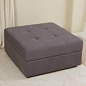 Best Selling Cedar Fabric Storage Ottoman, Brown/Grey