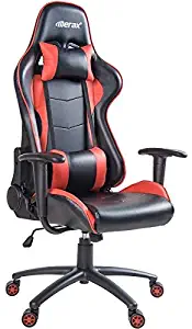 Merax Ergonomic Gaming Chair High Back Computer Desk Chair Adjustable Swivel Office Chairw/Lumbar Support and Headrest Red