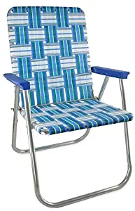Lawn Chair USA Webbing Chair (Deluxe, Sea Island with Blue Arms)