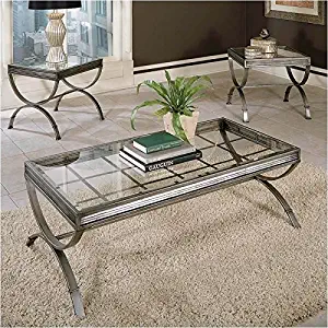 BOWERY HILL 3 Piece Coffee and End Table Set in Silver