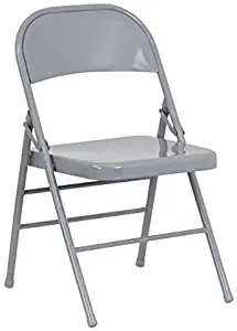 Flash Furniture 4 Pk. HERCULES Series Triple Braced & Double Hinged Gray Metal Folding Chair