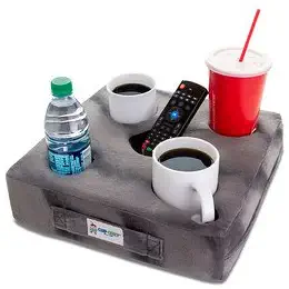 Cup Cozy Deluxe Pillow (Gray) As Seen on TV -The world's BEST cup holder! Keep your drinks close and prevent spills. Use it anywhere-Couch, floor, bed, man cave, car, RV, park, beach and more!