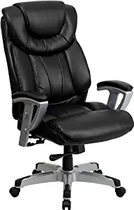 Flash Furniture HERCULES Series Big & Tall 400 lb. Rated Black Leather Executive Ergonomic Office Chair with Silver Adjustable Arms