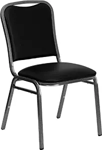 Flash Furniture HERCULES Series Stacking Banquet Chair in Black Vinyl - Silver Vein Frame