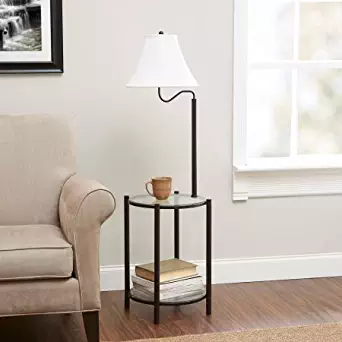 Mainstays Transitional Glass End Table Lamp, Matte Black