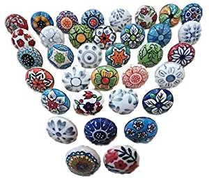 20 x Mix Vintage Look Flower Ceramic Knobs Door Handle Cabinet Drawer Cupboard Pull