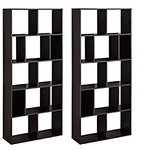 Mainstay` Home 12-Shelf Bookcase Espresso, Set of 2