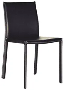 Baxton Studio Edda Leather Dining Chair, Black, Set of 2