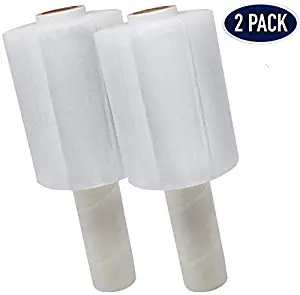 2 Pack Industrial Strength Mini Hand Stretch Wrap 5" - 1000 Roll | 80 Gauge Thick Clear Cling Plastic Moving Supplies | Durable Self - Adhering ● Packing ● Pallet ● Furniture ● Heavy Duty Shrink Film