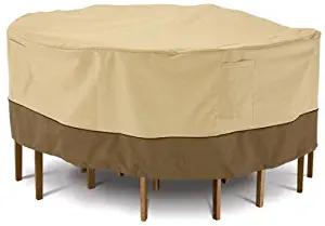 Classic Accessories 71922 Veranda Round Patio Table & Chair Set Cover, Tall, Small, Pebble