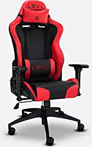 LEVL Gaming Alpha Series M Gaming Chair, Office Chair, Heavy Duty, with Neck and Lumbar Pillows, Black/Red (Medium)…
