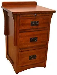 Crafters & Weavers Arts and Crafts Mission Quarter Sawn Oak Three Drawer Nightstand/Oak End Table