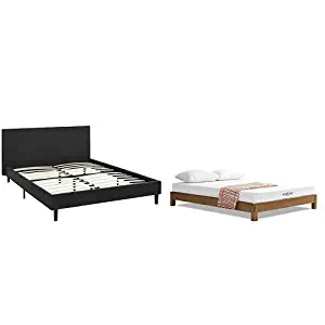 Modway Anya Full Bed in Black with Modway Aveline 6" Gel Infused Memory Foam Full Mattress With CertiPUR-US Certified Foam