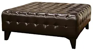 Baxton Studio Pemberly Dark Brown Bonded Leather Square Ottoman