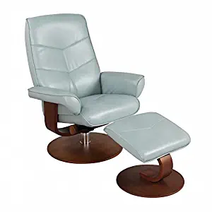 Nalani Soft Tough Synthetic Leather Swivel Recliner Chair and Ottoman Lounger (Pastel Blue)