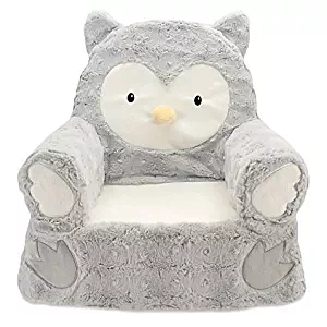 14" L x 19" W x 20" H 100 lb. Weight Capacity Plush Owl Sweet Seat Chair in Grey