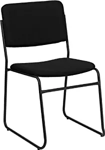 Flash Furniture HERCULES Series 1000 lb. Capacity High Density Black Fabric Stacking Chair with Sled Base