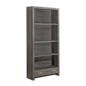 Atlin Designs 4 Shelf Bookcase with Storage Drawer in Dark Taupe