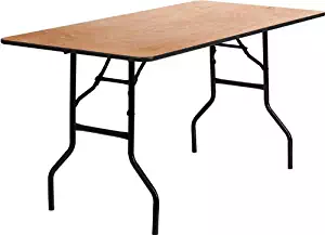 Flash Furniture 30'' x 60'' Rectangular Wood Folding Banquet Table with Clear Coated Finished Top