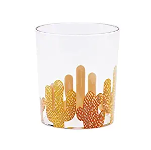 Sugar & Cloth Gold Cacti Print Plastic Tumbler Glass Set, 8-Piece