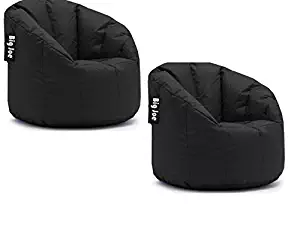 Big Joe Milano Bean Bag Chair | Filled with UltimaX Beans | Soft but Firm Support (Set of 2 - Limo Black)