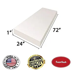 FoamRush FM012472 High Density Upholstery Foam Cushion, Seat Replacement, Upholstery Sheet 1" x 24" x 72"