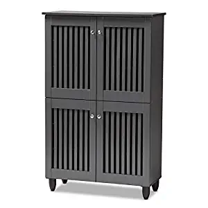 Baxton Studio Fernanda Dark Gray 4-Door Wooden Entryway Shoe Cabinet