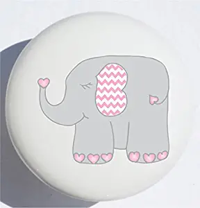 Single Pink Elephant Jungle Safari Drawer Knob Pulls in Your Choice of Animals Ceramic Dresser or Cabinet Knobs Pink Baby Elephant Children's Nursery Decor (Elephant)