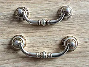 (Set of 1) - 3.5" 4.25" Antique Silver Drop Bail Dresser Drawer Pulls Cabinet Handles 90 108 mm - 4.25" Hole Spacing